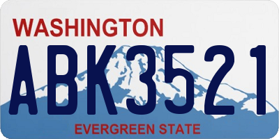 WA license plate ABK3521