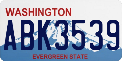 WA license plate ABK3539