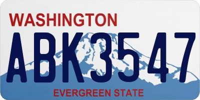 WA license plate ABK3547