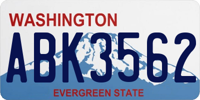 WA license plate ABK3562