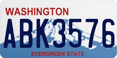 WA license plate ABK3576