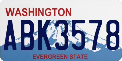 WA license plate ABK3578