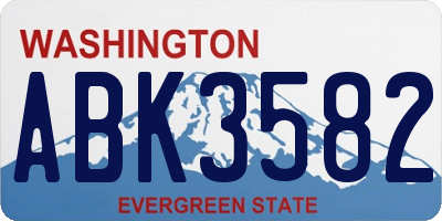 WA license plate ABK3582