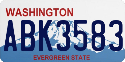 WA license plate ABK3583