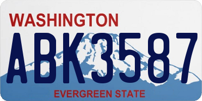 WA license plate ABK3587