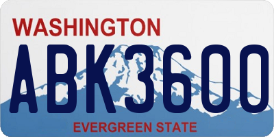 WA license plate ABK3600