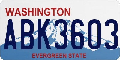 WA license plate ABK3603