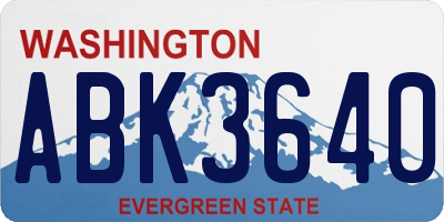 WA license plate ABK3640