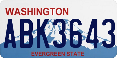 WA license plate ABK3643