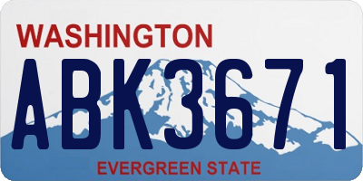 WA license plate ABK3671
