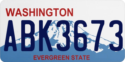 WA license plate ABK3673