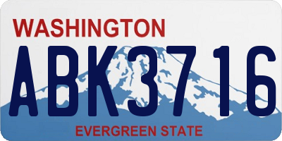 WA license plate ABK3716