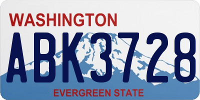 WA license plate ABK3728