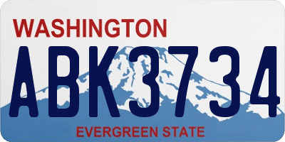 WA license plate ABK3734