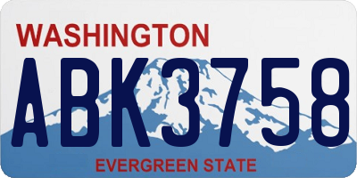 WA license plate ABK3758
