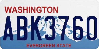 WA license plate ABK3760