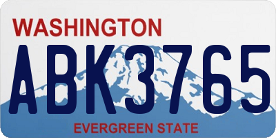 WA license plate ABK3765