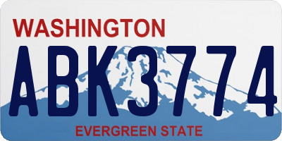 WA license plate ABK3774
