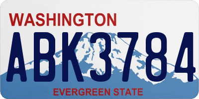 WA license plate ABK3784