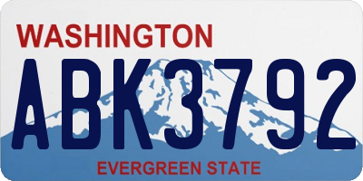 WA license plate ABK3792
