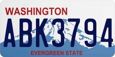 WA license plate ABK3794