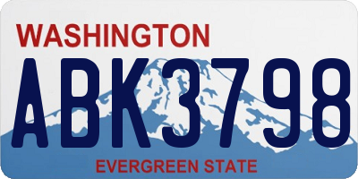 WA license plate ABK3798