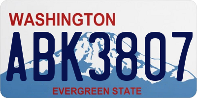 WA license plate ABK3807