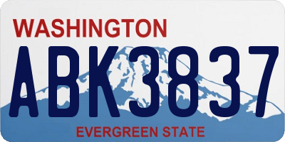 WA license plate ABK3837