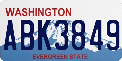 WA license plate ABK3849