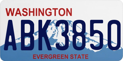 WA license plate ABK3850