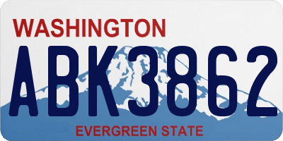 WA license plate ABK3862