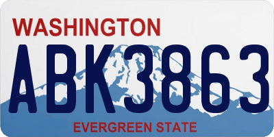WA license plate ABK3863