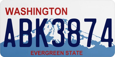 WA license plate ABK3874