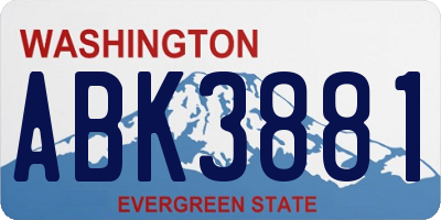 WA license plate ABK3881