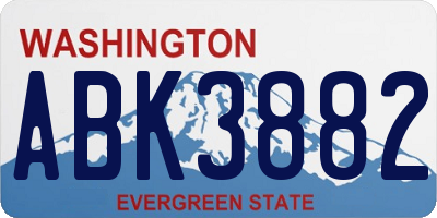 WA license plate ABK3882