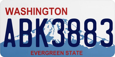 WA license plate ABK3883
