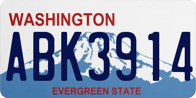 WA license plate ABK3914