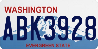 WA license plate ABK3928