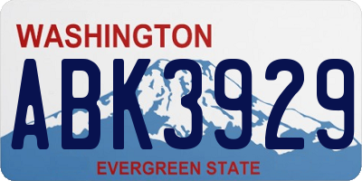 WA license plate ABK3929