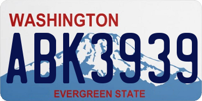 WA license plate ABK3939