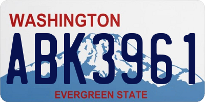 WA license plate ABK3961