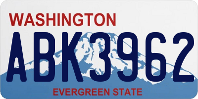 WA license plate ABK3962