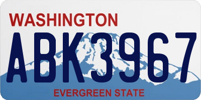 WA license plate ABK3967