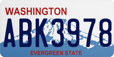 WA license plate ABK3978