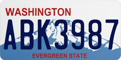 WA license plate ABK3987