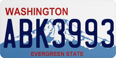 WA license plate ABK3993