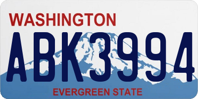 WA license plate ABK3994