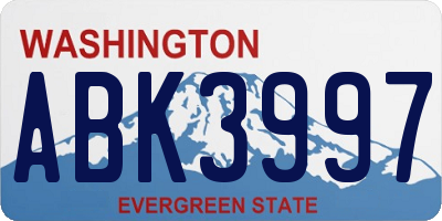 WA license plate ABK3997