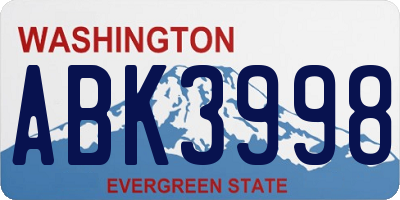 WA license plate ABK3998