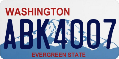WA license plate ABK4007